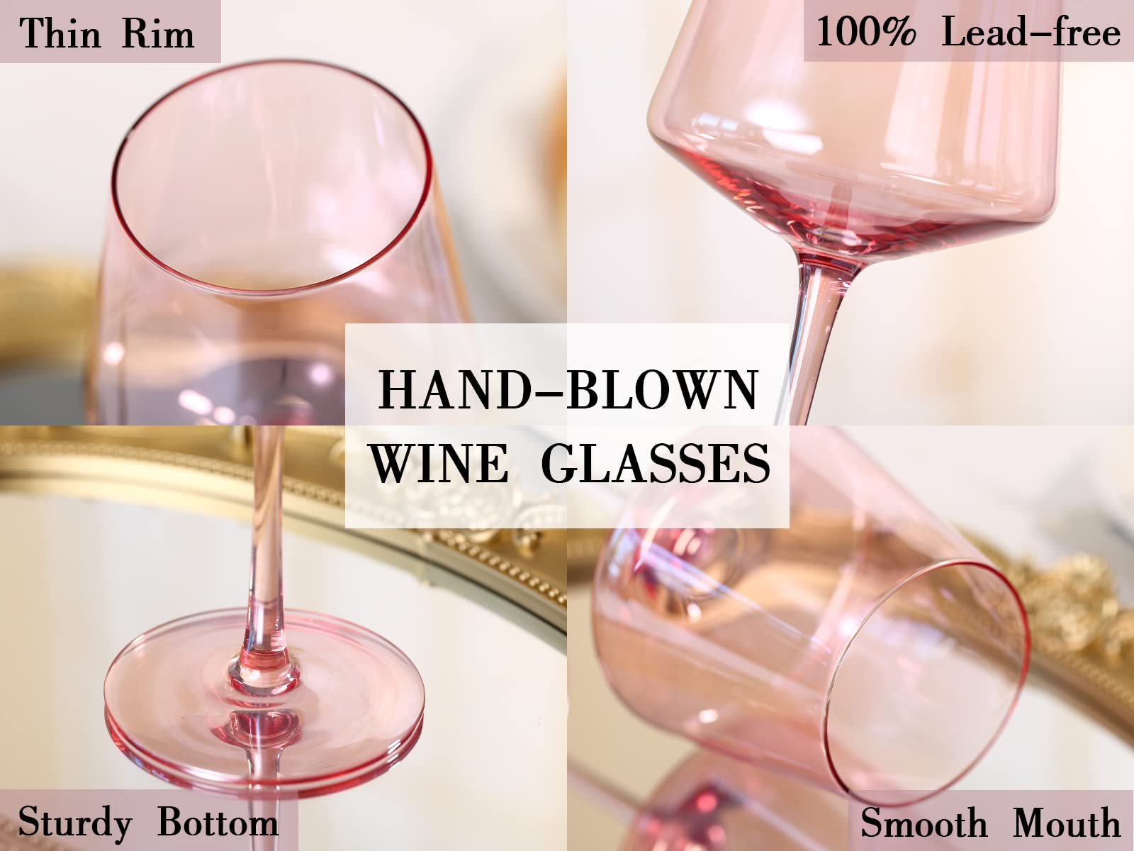 Physkoa Colored Wine Glasses Set of 6-16oz Hand Blown Crystal Colorful Wine Glasses with Long Ste... | Amazon (US)