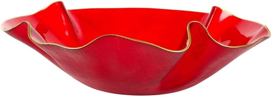 Vietri Holiday Glass Medium Ruffled Bowl - Italian Made Christmas Serving Dish Collectible, 12" D | Amazon (US)
