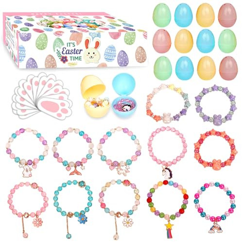 Mason Life Easter Eggs Fillers with Bracelets, Easter Eggs with Toys, Party Favors for Girls, Easter Egg Stuffers for Toddler, Easter Egg Fillers Gifts, Easter Gifts for Kids, 12PCS | Amazon (US)