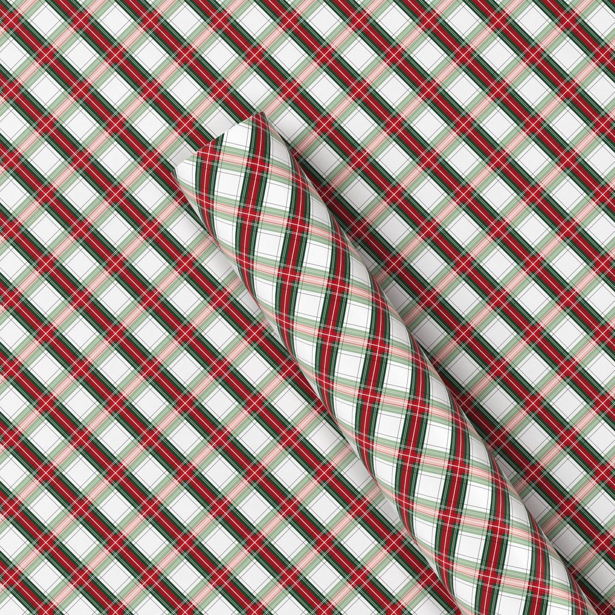 20 sq ft Diagonal Plaid Christmas Gift Wrap Red/White/Green - Wondershop™ | Target
