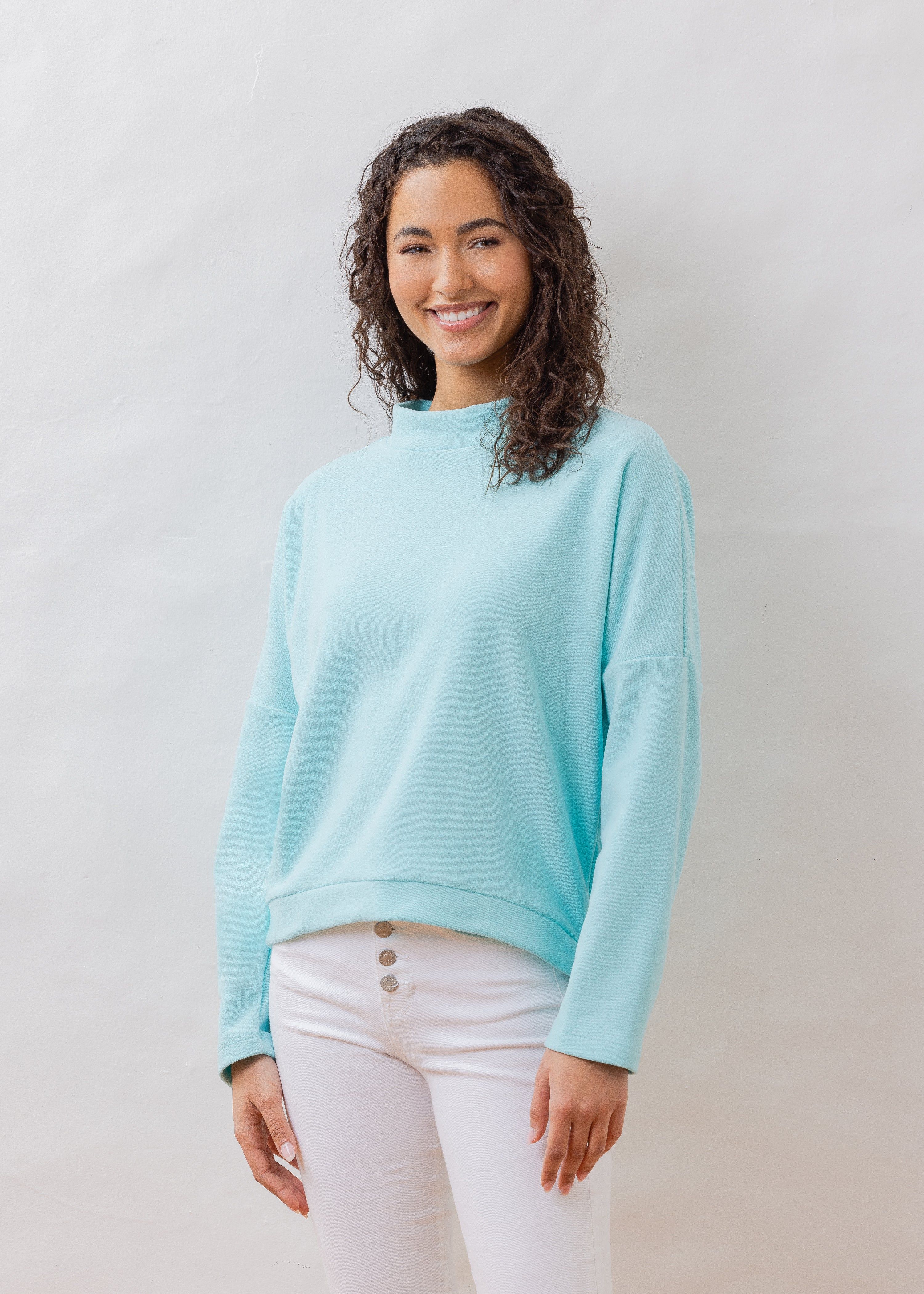 Binney Boatneck in Terry Fleece (Mint) | Dudley Stephens