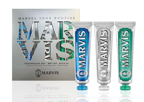 Marvis Best Sellers Trio, Classic Strong Mint, Whitening Mint, Aquatic Mint, 3 tubes 75ml/3.8oz each | Amazon (US)