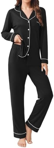 Ekouaer Womens Pajamas Set 2 Piece Button Down Pjs Soft Long Sleeve Top and Pants Sleepwear Set L... | Amazon (US)