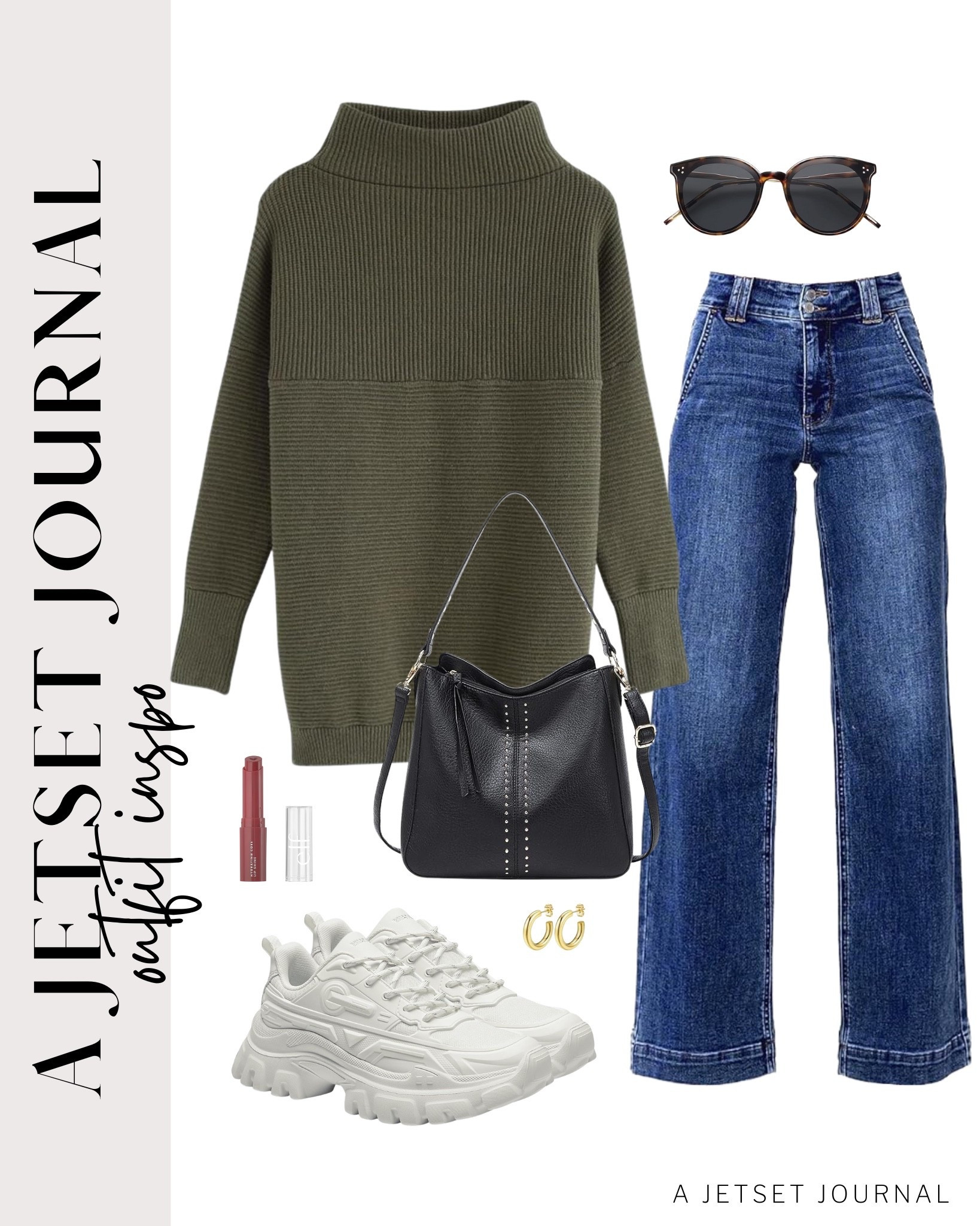 A knit turtleneck sweater feels so comfy and looks great with wide leg jeans and sneakers. Here are five outfits to try!
sojos sunglasses, puma sneakers, stud hoop earrings, elf lip gloss, everyday fashion, fall outfit idea, casual look, vacation style, makeup must have, beauty favorite, functional bag, amazon fashion, affordable style

#LTKU #LTKStyleTip #LTKSeasonal