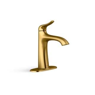 Easmor Single-Handle Single Hole Bathroom Faucet in Vibrant Brushed Moderne Brass | The Home Depot