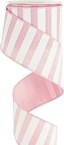 MEEDEE Pink Striped Burlap Ribbon - 2.5 Inch Wired Ribbon for Baby Girl Wreaths & Cakes, 10 Yards | Amazon (US)
