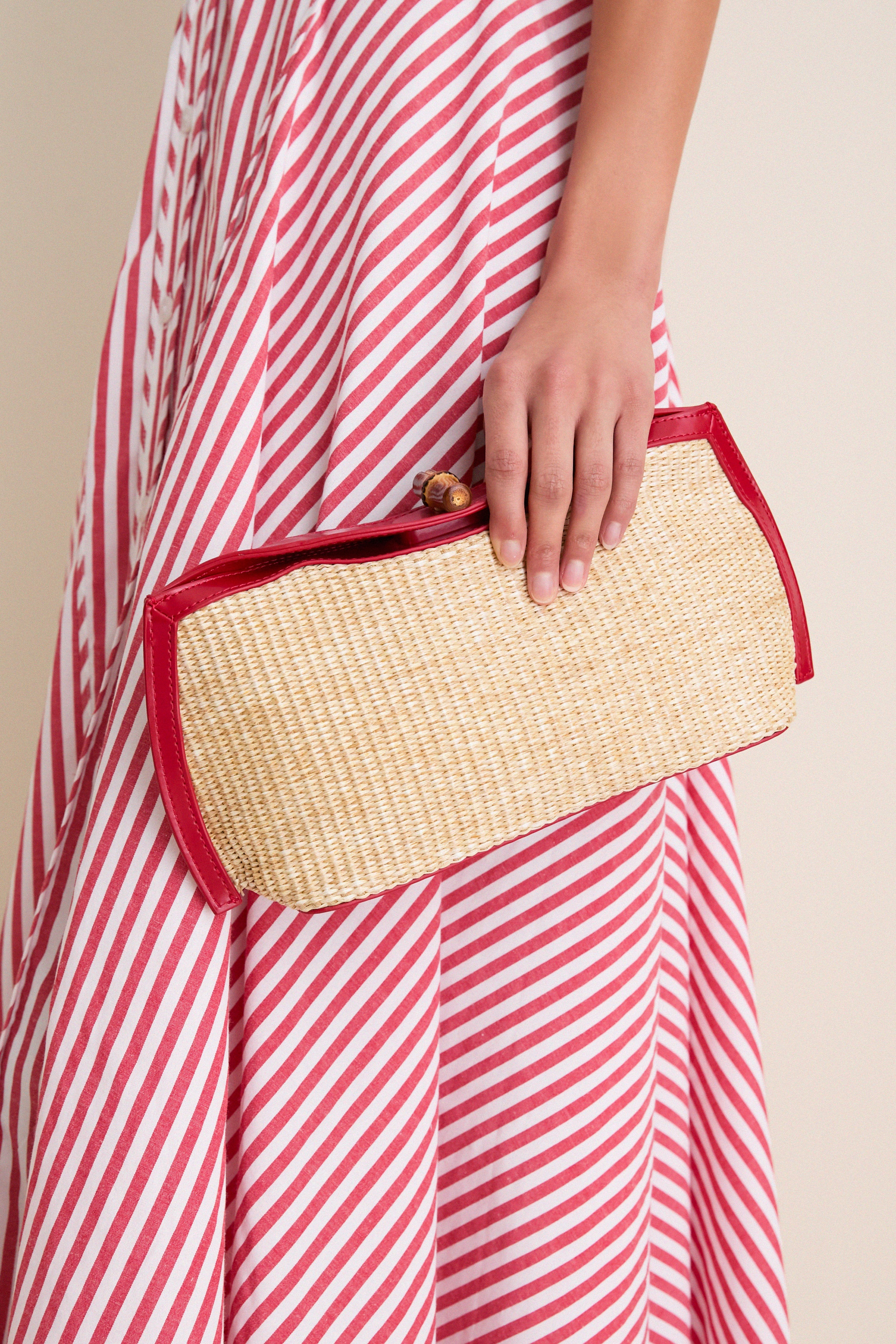 Cherry and Raffia Lock Clutch | Tuckernuck (US)