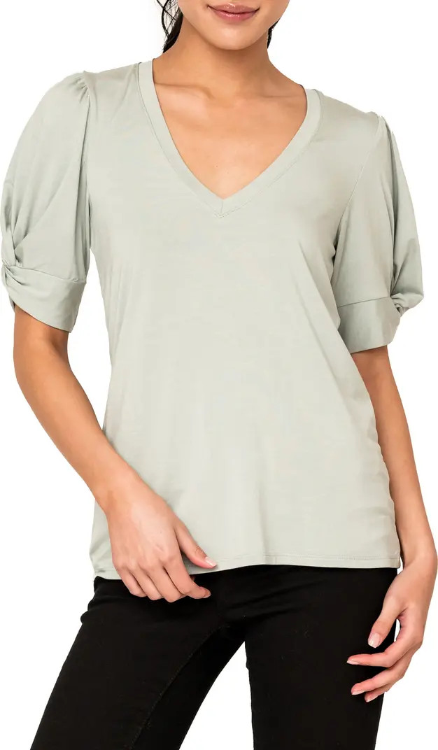 GIBSONLOOK Twist Sleeve V-Neck Top | Nordstromrack | Nordstrom Rack