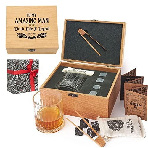 Hediye Sepeti Whiskey Gift Set for My Amazing Man, Premium Quality Glass for Scotch Bourbon Drinkers, Bourbon Gifts for Men Birthday Gifts for Boyfriend, Gift Anniversary for Husband | Amazon (US)