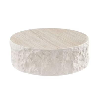 Airsurfer Round, 36-inch Natural Stone Coffee Table Stone Finish Round Coffee Table Contemporary Accent for Living Room Centerpiece | Target