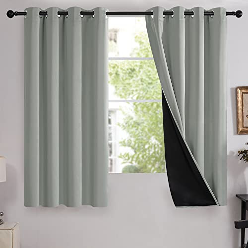 Deconovo 100% Blackout Curtains with Black Liners, Thermal Insulated Full Blackout 2-Layer Drapes, Noise Cancellation Window Draperies for Dining Room (Grey, 2 Panels, 52 Wide by 54 Length) | Amazon (US)