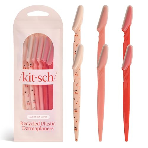 Kitsch Dermaplaning Tool - Face Razors for Women and Men, Eyebrow Trimmer and Face Shaver, Facial Hair Removal, Facial Razors for Women and Men, Dermaplane Razor - 6 pc, Assorted Cherry Blossom | Amazon (US)