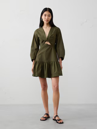 Poplin Twist Mini Dress | Banana Republic Factory