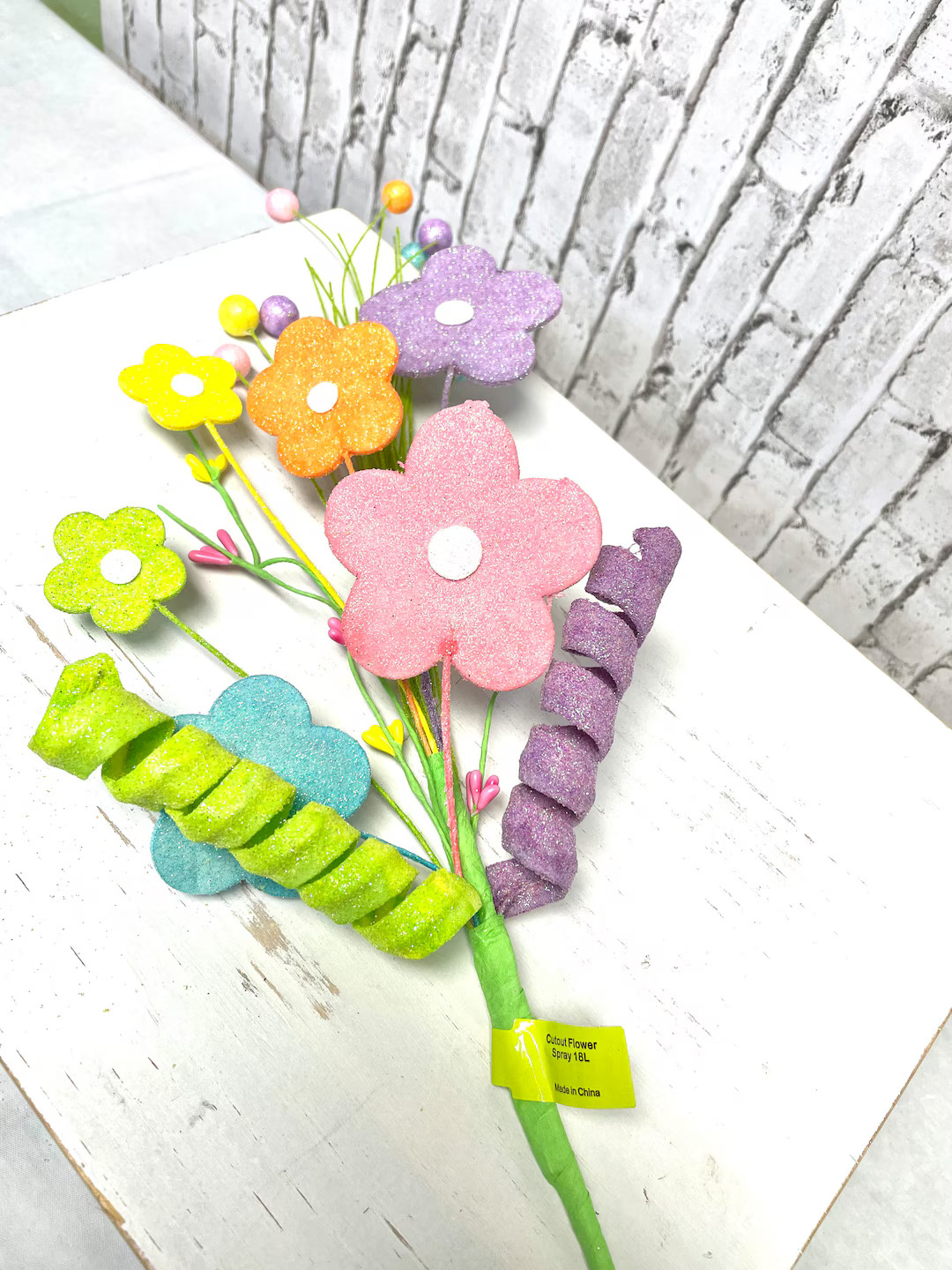 Spring Spray, Flower Spray, 61960EAS, Spring Glitter Flower Spray, Spring Flower Pick, Glitter Fl... | Etsy (US)
