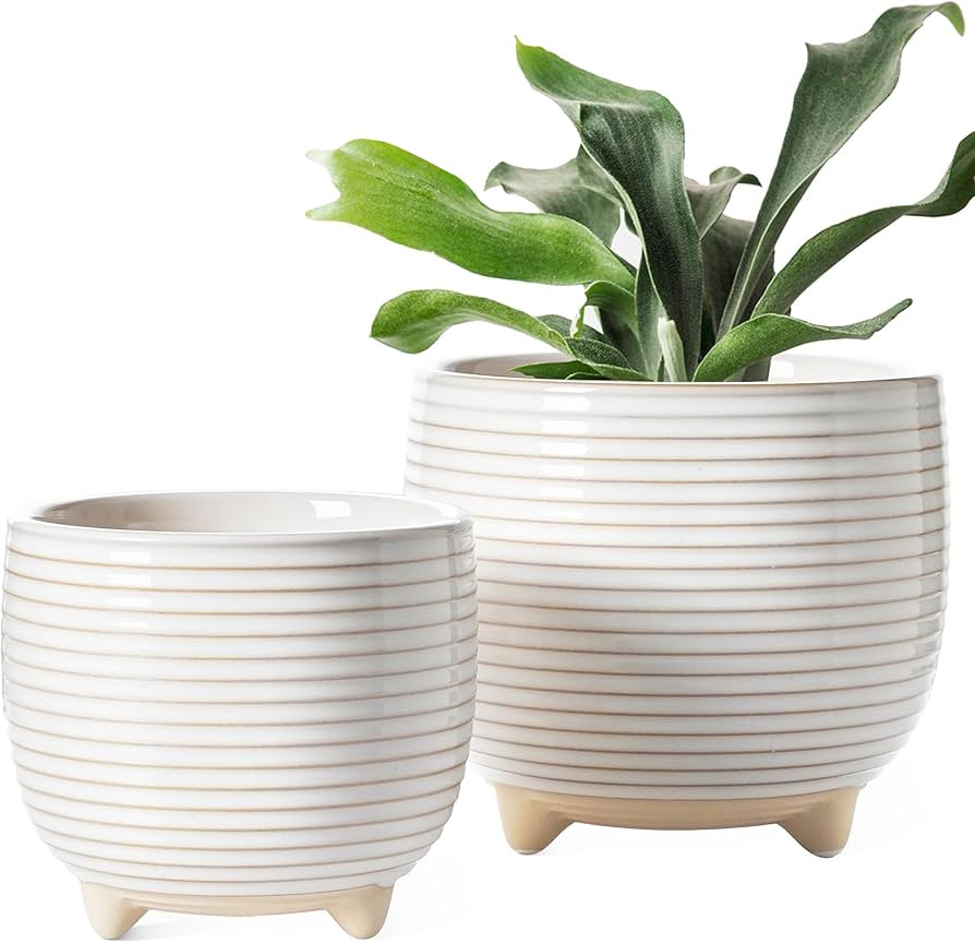LE TAUCI Ceramic Plant Pots, 5.1 + 6.4 Inch Footed Pots for Plants, Modern Flower Pots for Home a... | Amazon (US)