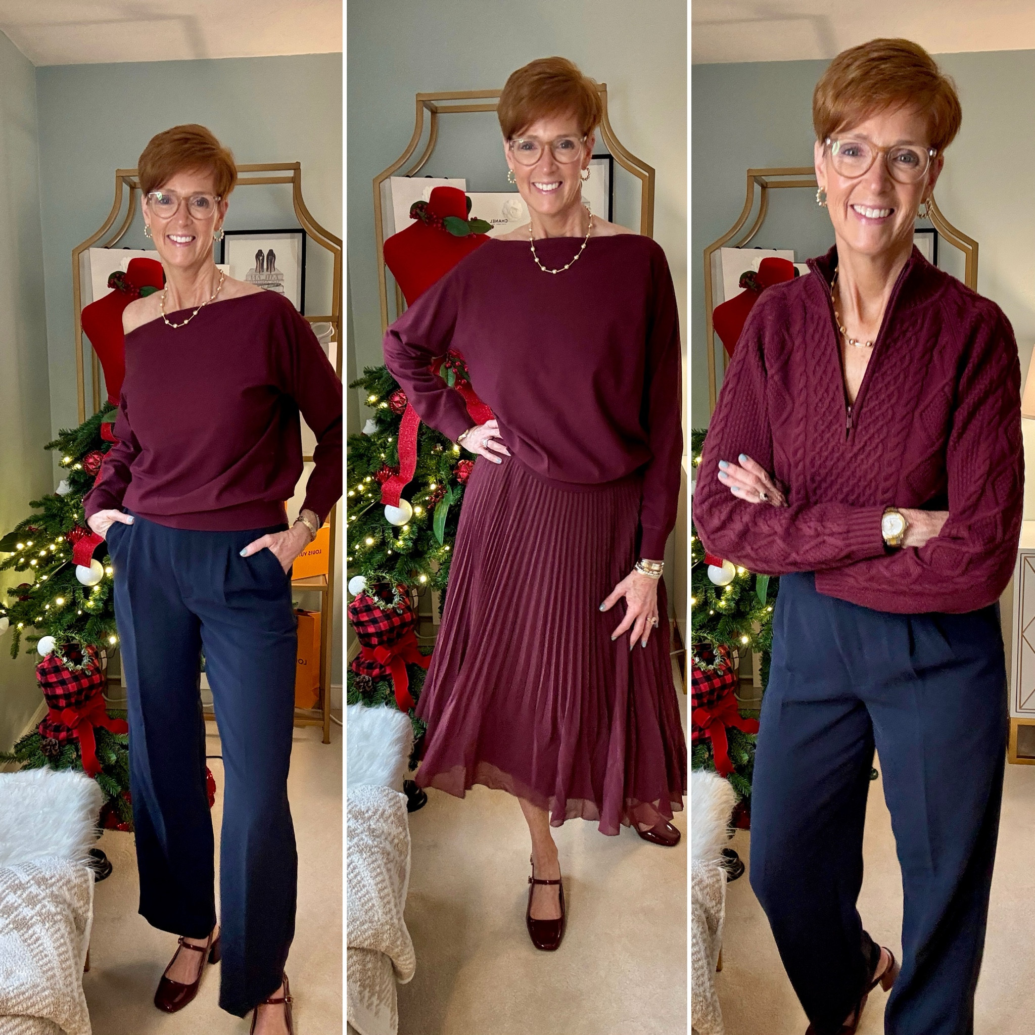 ✨ This is a sale you don’t want to miss! ✨ 

Get ready to upgrade your classic winter wardrobe with some truly timeless pieces from Aritzia’s Black Friday Sale! 🖤 From cozy knits and chic sweaters to versatile layers, I’m sharing a lineup of my favorite finds that blend warmth, comfort, and sophistication.

✨ Featured Items:
* Burgundy cable knit 1/4 zip sweater
* Navy trousers
* Burgundy wide-neck lightweight sweater
* Light blue wrap sweater
* Cream A-line skirt
* Black knit lady jacket
* Eggplant cashmere cardigan
* Burgundy crepe pleated skirt
* Mauve Super Puff vest

Whether you’re after that cozy knit, a statement layer, or a pop of color to elevate your winter wardrobe, these pieces are a perfect mix of classic and cozy.

Tap save for style inspo, Share with a friend who loves a classic deal, and head to my LTK shop for links to shop these looks at Aritzia’s Black Friday sale—happening November 26 - December 2! Don’t miss out!

#AritziaBlackFriday #TimelessWinterStyle #ClassicWardrobeEssentials #EverydayStyleOver50 #WinterWardrobeRefresh #cybersale #blackfridaysale #aritziastyle #aritziahaul #aritziaoutfits



#LTKStyleTip #LTKCyberWeek #LTKSaleAlert