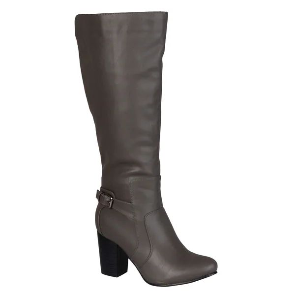 Journee Collection Women's 'Carver' Regular and Wide-calf Buckle Detail High-heeled Boot | Bed Bath & Beyond