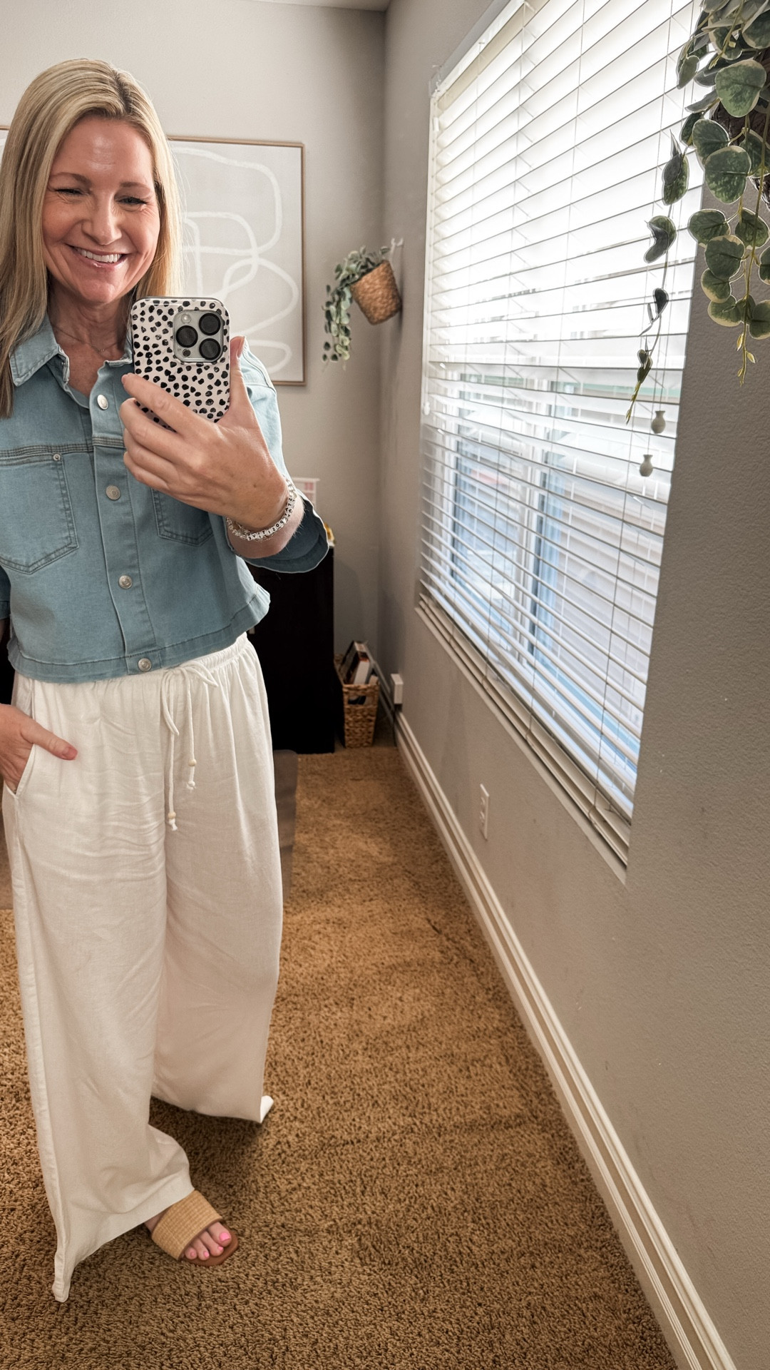 Wandered into the clothes section at Target and found these wide leg linen pants that are perfect for Summer. They come in other colors and prints. I’m 5’6 and wearing flats but I can easily dress these up with a heel too. They are so soft and comfortable. They run true to size. 

My denim top is old but I linked a similar option. My sandals are Target. 

#LTKootd #LTKOver40 #LTKSeasonal
