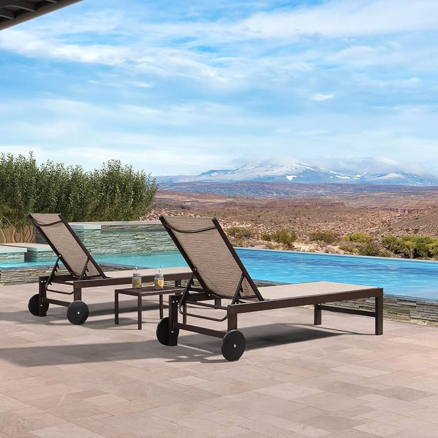 PURPLE LEAF Outdoor Chaise Lounge Chair Set of 3, Pool Lounge Chair for Outside, Patio Chaise Lou... | Amazon (US)