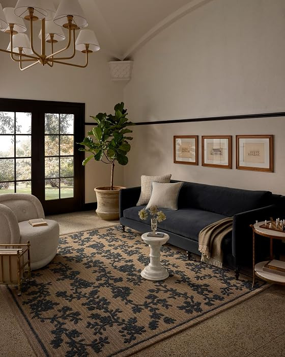 Loloi Magnolia Home Winslet WNS-01 Latte/Navy 8'-6" x 11'-6" Area Rug | Amazon (US)