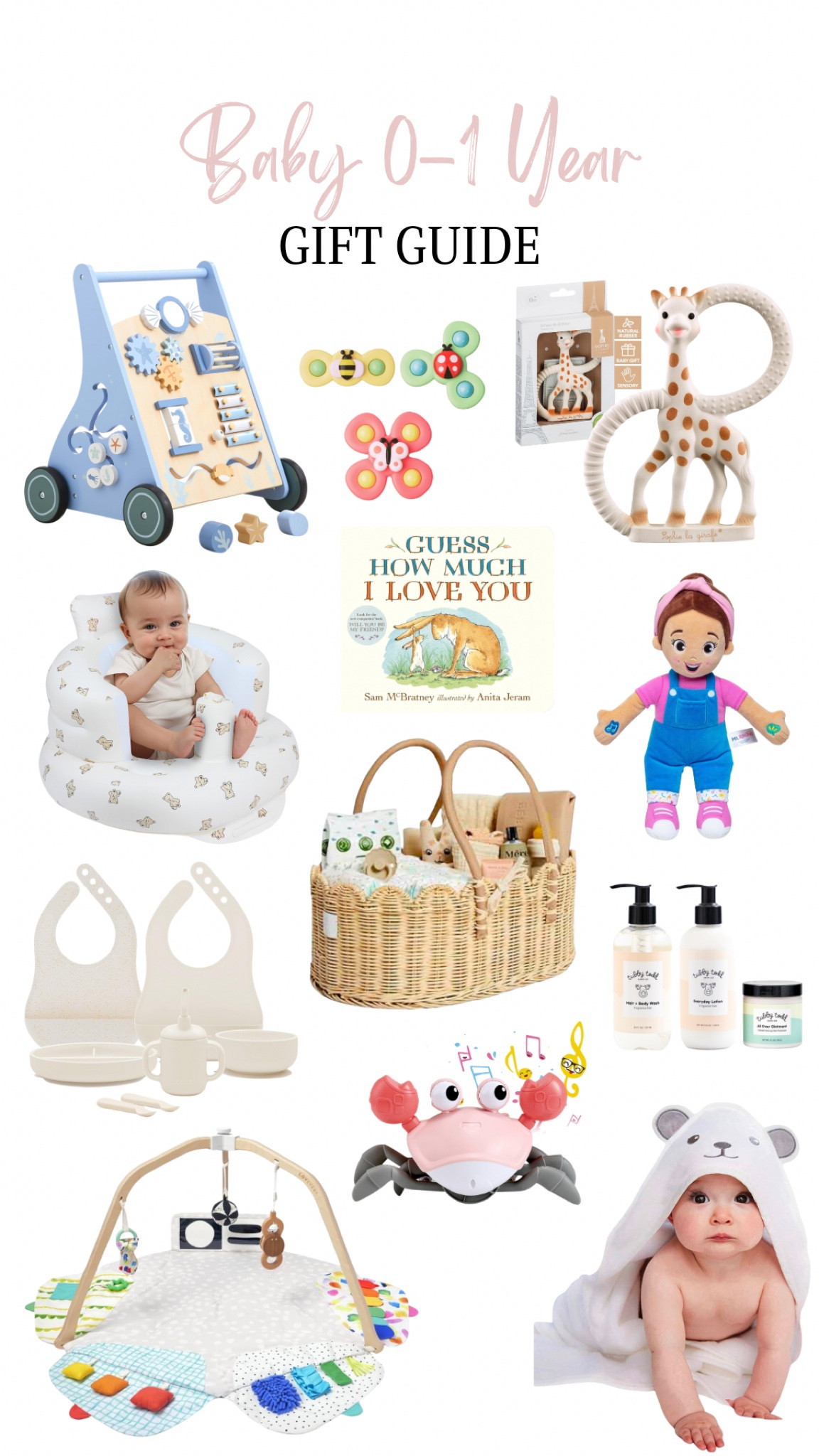 Baby 0-1 Year Old Gift Guide! 

Gifts for babies, holiday gifts, Play gym, baby towel, diaper caddy, speak and sing doll, baby skincare, bath toys, baby seat, baby walker, teething ring

#LTKBaby #LTKSaleAlert #LTKHoliday