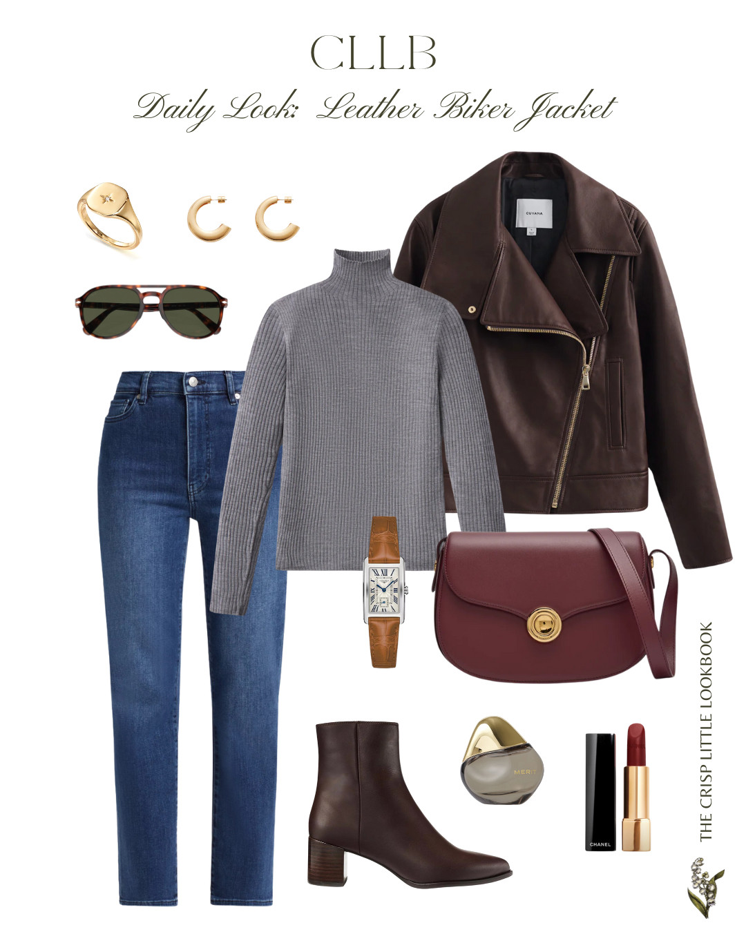 THE leather jacket I'm eyeing ... perfect with jeans, boots, a turtleneck, dark cherry luxury leather crossbody, Longines Dolce Vita watch, aviator sunglasses, gold hoops, deep wine red lips, and my new favorite scent! 

 #LTKOver40 #LTKStyleTip #LTKItBag