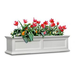 Mayne Fairfield 48 in. x 11 in. Self-Watering White Polyethylene Window Box 5823W - The Home Depo... | The Home Depot