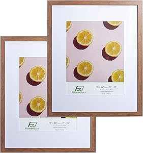 FrameWorks 16x20" mat to 11x14" Classic Wooden Picture Frames With Tempered Glass | Dark Oak | 2-... | Amazon (US)