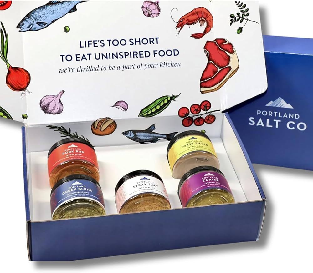 Portland Salt Co. Holiday Gift Set - Gourmet Spice Blends: Greek Blend, Pork Rub, Steak Salt, Toa... | Amazon (US)