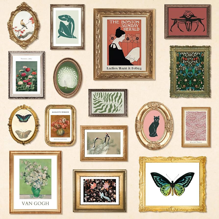 97 Decor Vintage Eclectic Home Decor - 16 Pcs Boho Gallery Wall Art Prints Set, Cute Dorm Posters... | Amazon (US)