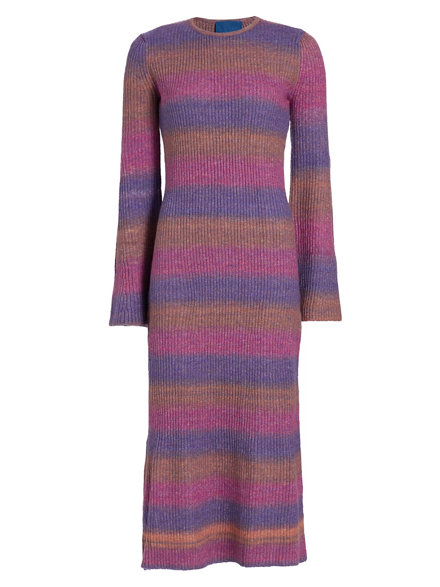 Women's Axon Rib-Knit Midi-Dress - Distorted Stripe - Size Large | Saks Fifth Avenue