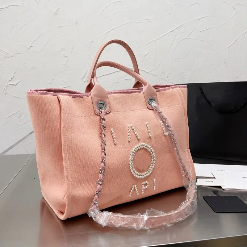 channel handbag large tote bag kanvas 2023 purse with pearl designer beach bag cc card holder wal... | DHGate