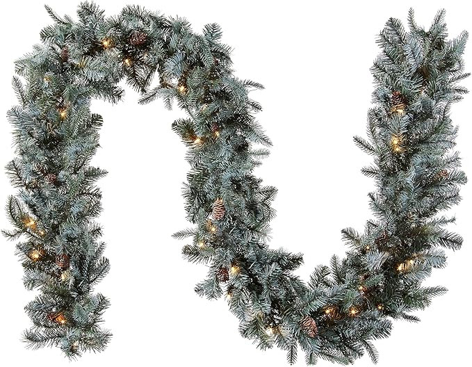National Tree Company 9 ft Pre-Lit Arctic Spruce Artificial Christmas Garland, Christmas Decorati... | Amazon (US)