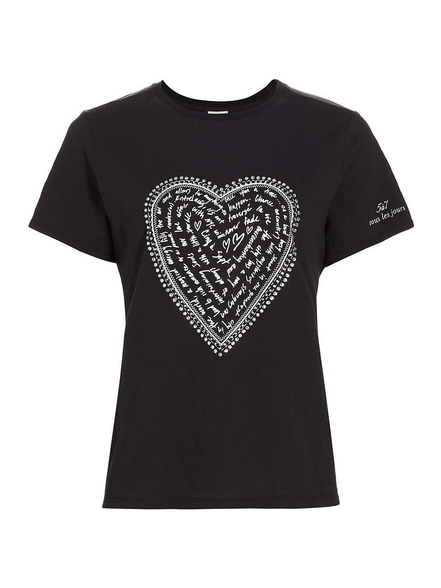 Women's Love Letter Rhinestone T-Shirt - Black White - Size Small | Saks Fifth Avenue