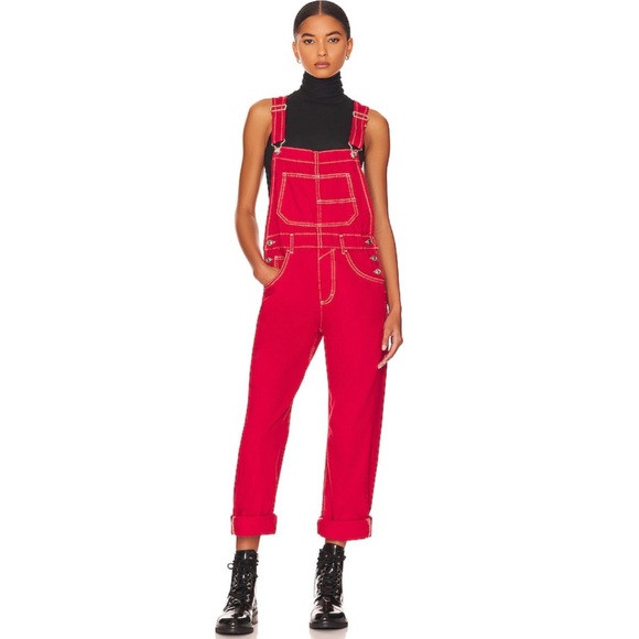 We The Free Ziggy Denim Overalls Heart Eyes Red XS | Poshmark