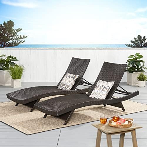 Christopher Knight Home Salem Outdoor Wicker Chaise Lounge Chairs, Brown - 2-Pcs Set | Amazon (US)