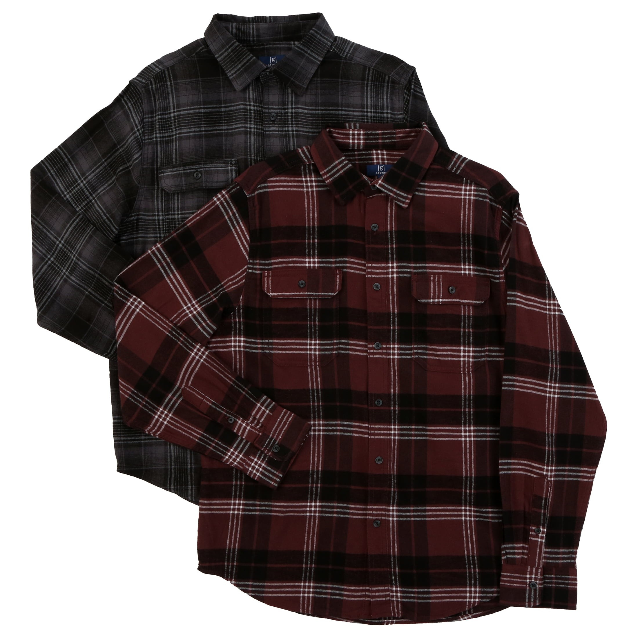 George Men's and Big Men's Super Soft Flannel Shirt, 2 pack - Walmart.com | Walmart (US)