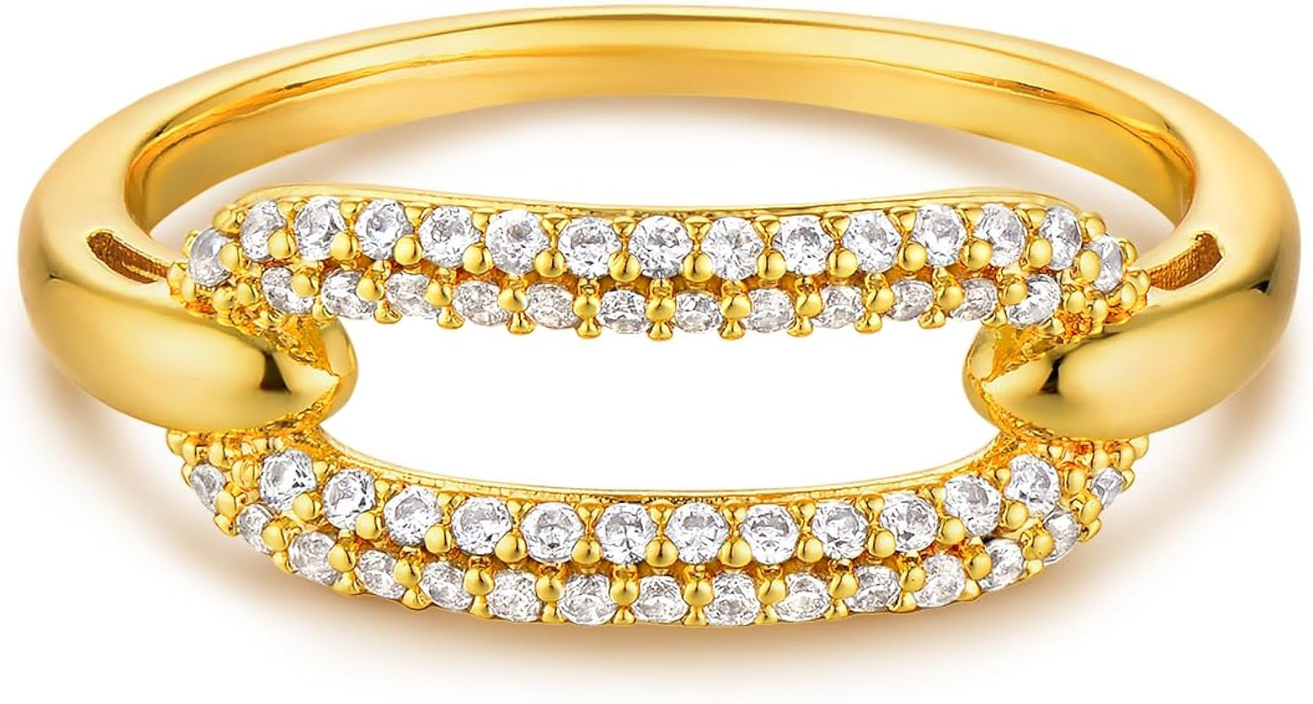 Gold Ring for Women Paperclip Cubic Zirconia 14K Gold Plated Minimalist Stack Thin Band Finger Je... | Amazon (US)