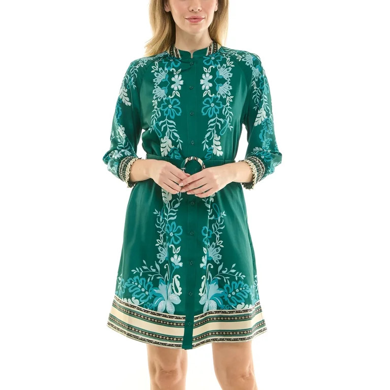 Nanette Nanette Lepore Womens Long Sleeve Tie Waist Mirror Print Mini Dress | Walmart (US)