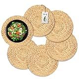 Yes4All Round Woven Placemats Set of 6 Natural Hand-Woven Water Hyacinth Placemats, Heat Resistant T | Amazon (US)