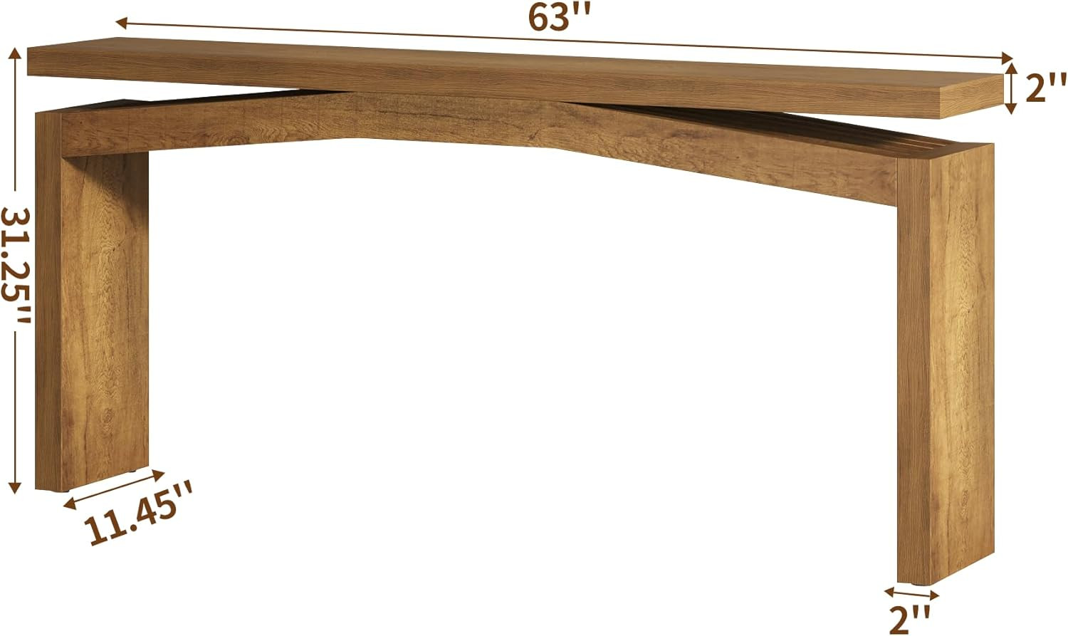 63-Inch Wood Console Table for Entryway Living Room, Long Rectangular Sofa Tables with Natural Wo... | Amazon (US)