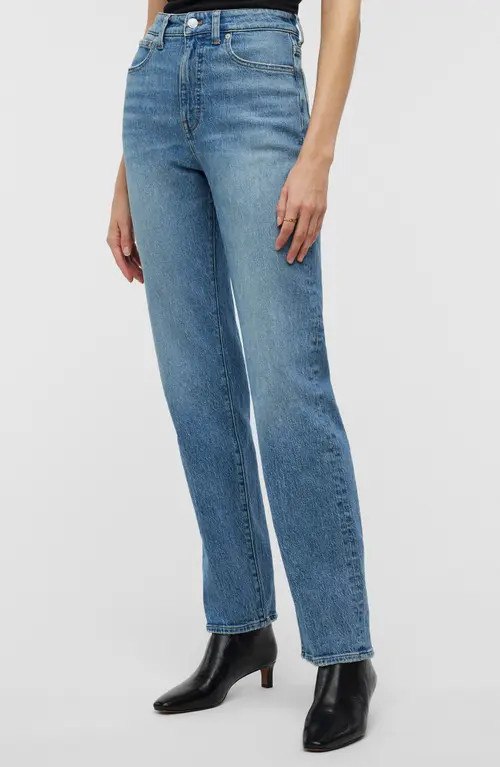 Madewell The '90s Crease Edition Straight Jeans in Rondell Wash at Nordstrom, Size 29P | Nordstrom