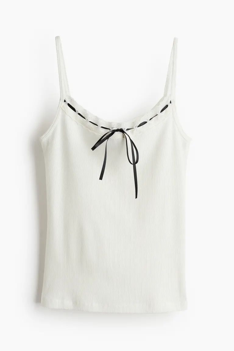 Tie-detail Lace-trimmed Camisole Top | H&M (US + CA)