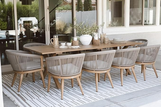 PURPLE LEAF Outdoor Dining Set for 10 All-Weather Aluminum 11 Piece Furniture Sets with Woodgrain... | Amazon (US)