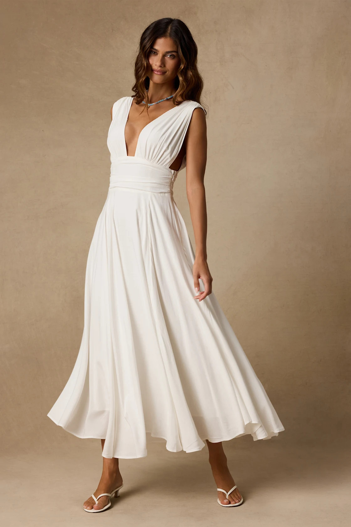 Jaden Ivory Sleeveless Midi Dress | Lulus