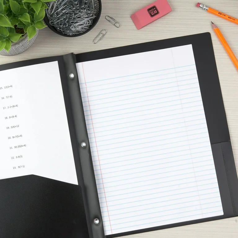 Pen + Gear 3-Prong Poly Folder, Letter Size, 2 Pockets, Black | Walmart (US)