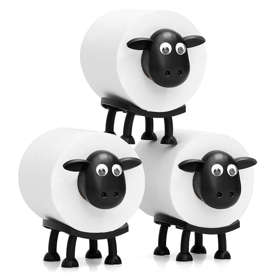 VELENTI Sheep Toilet Roll Holder, Free Standing Bathroom Set, 3D Printed, Funny Hilarious Black S... | Amazon (US)