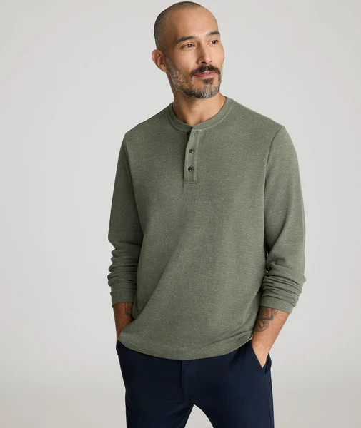 Stretch Cotton Herringbone Henley | UNTUCKit (US)