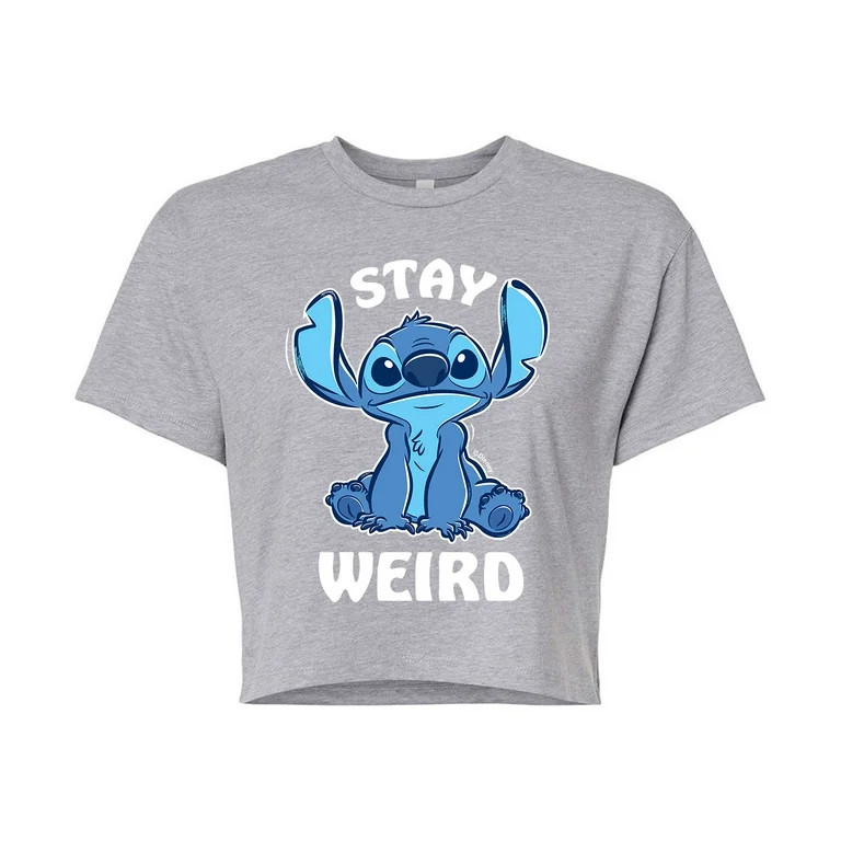 Lilo & Stitch - Stitch Stay Weird - Juniors Cropped Cotton Blend T-Shirt | Walmart (US)