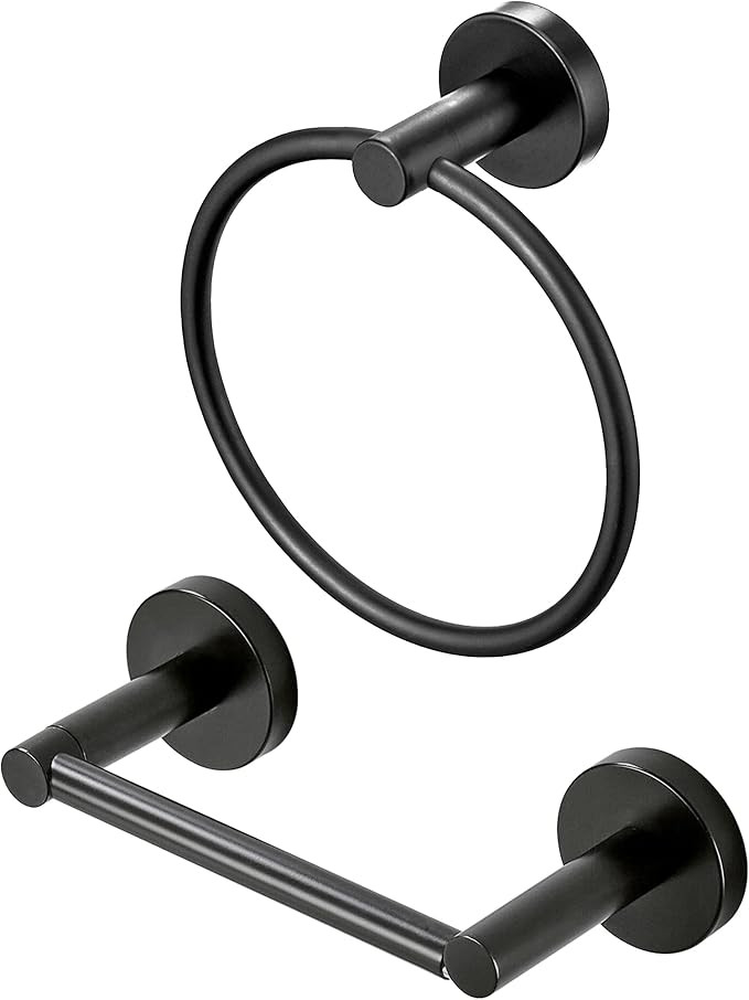 Amazon.com: WEIKO Black Toilet Paper Holder Towel Ring Bathroom Hardware Set Hand Towel Holder Ma... | Amazon (US)